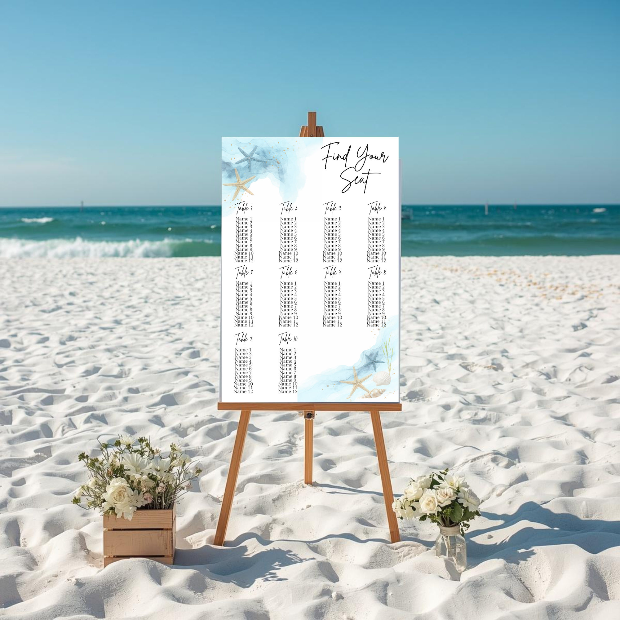 Personalized Beach Style Seating Chart