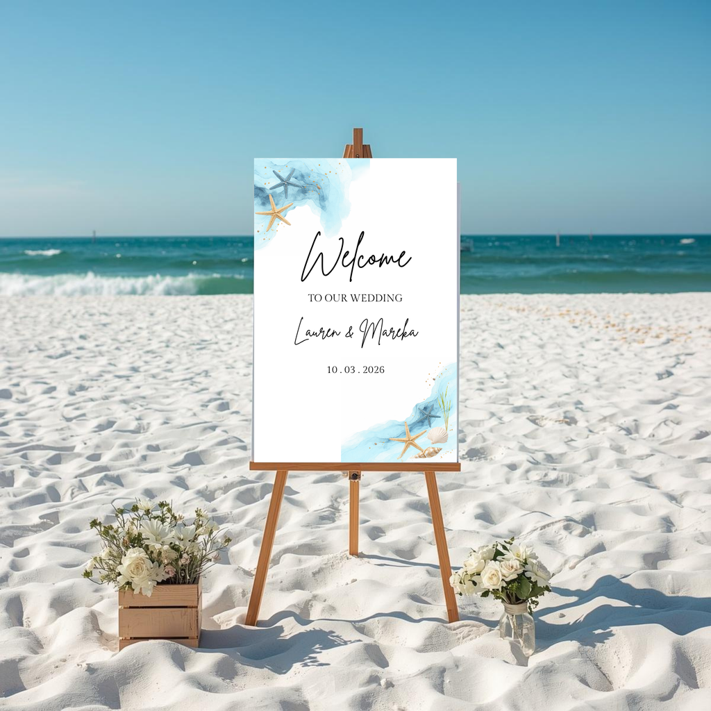 Personalized Beach Style Wedding Welcome Sign
