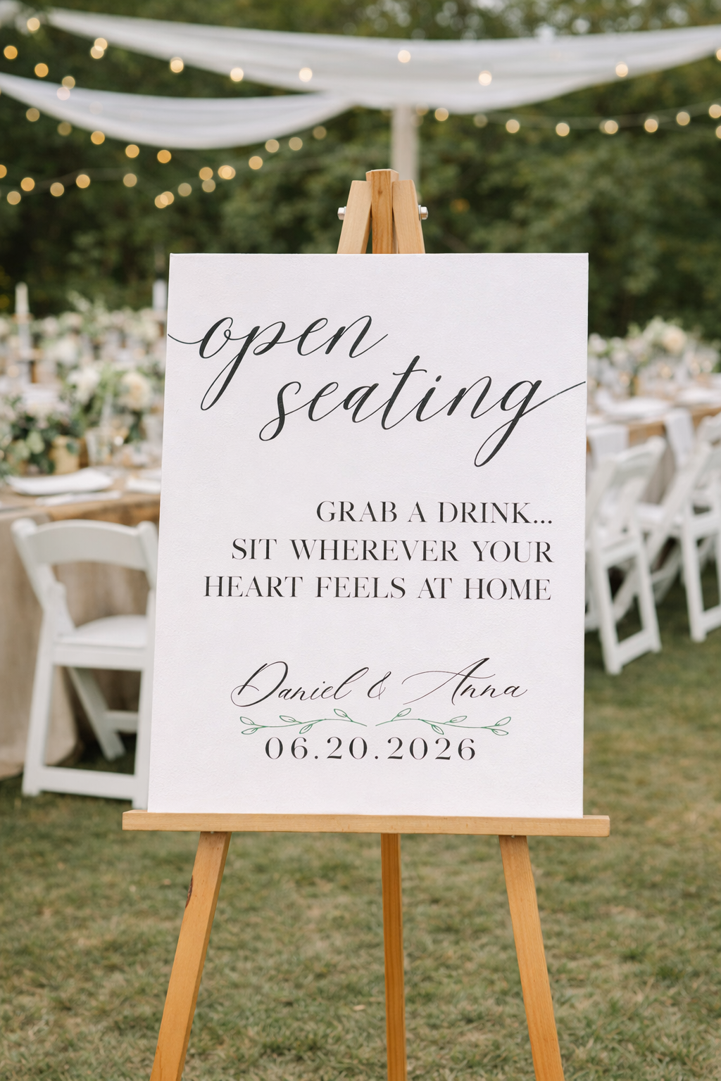 Personalized Open Seating Wedding Sign