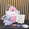 Personalized Easter Basket & Bunny Set with Paintable Canvas