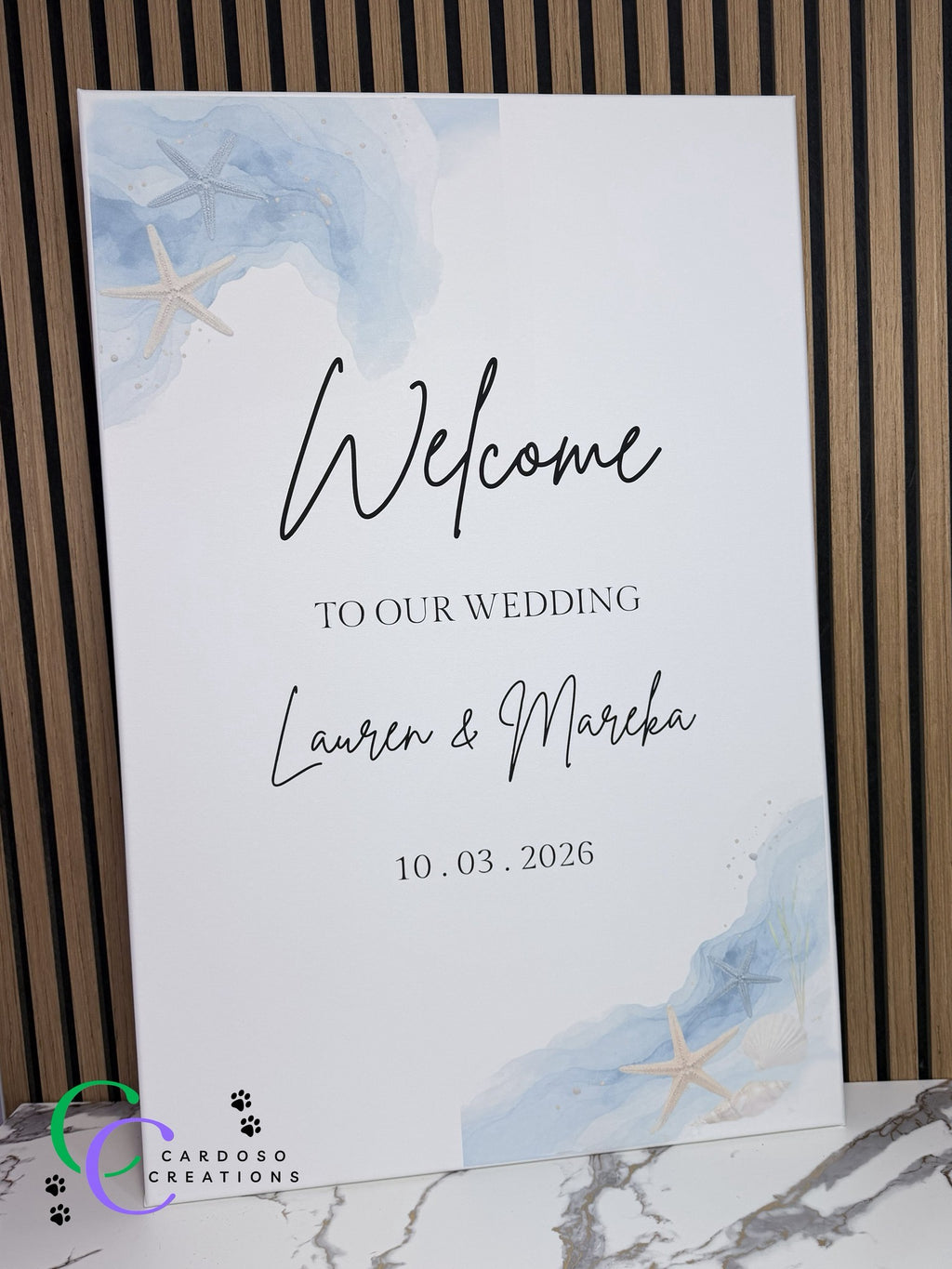 Personalized Beach Style Wedding Welcome Sign