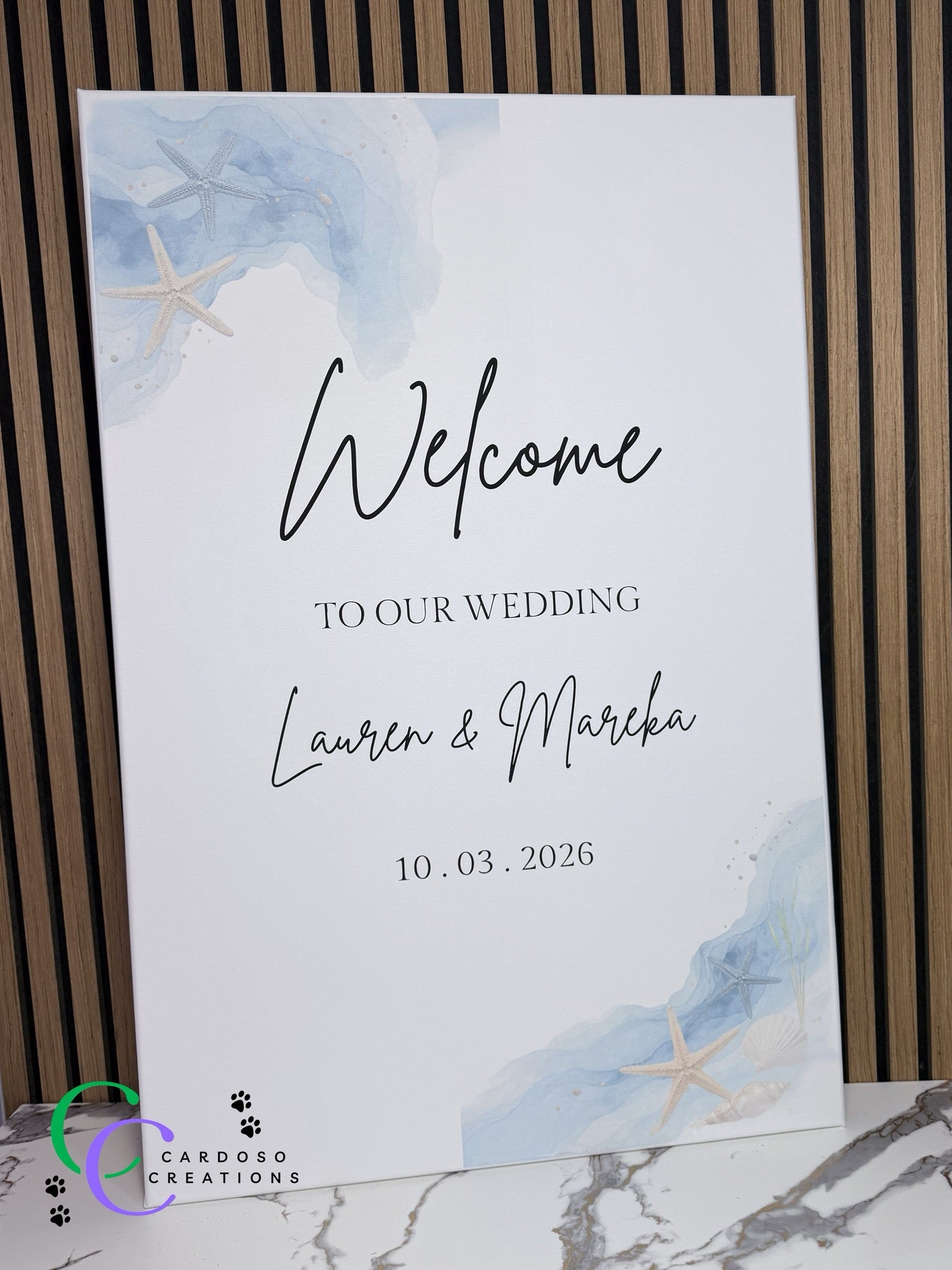 Personalized Beach Style Wedding Welcome Sign